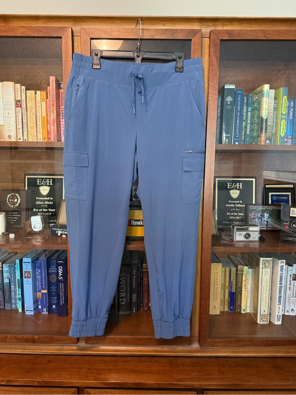 All in Motion Women’s Blue Cargo Jogger Pants - Stretch Drawstring Waist